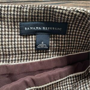 Banana Republic Houndstooth Mini Skirt Size 4 Brown Cream